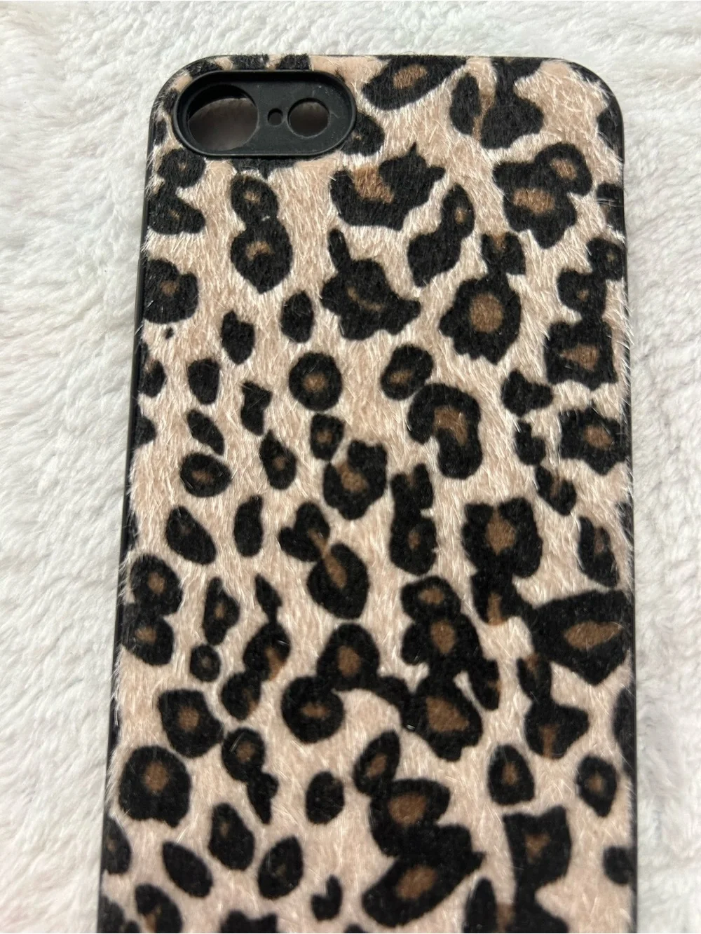 Leopard Print Faux Fur IPhone 7Case - Tan & black